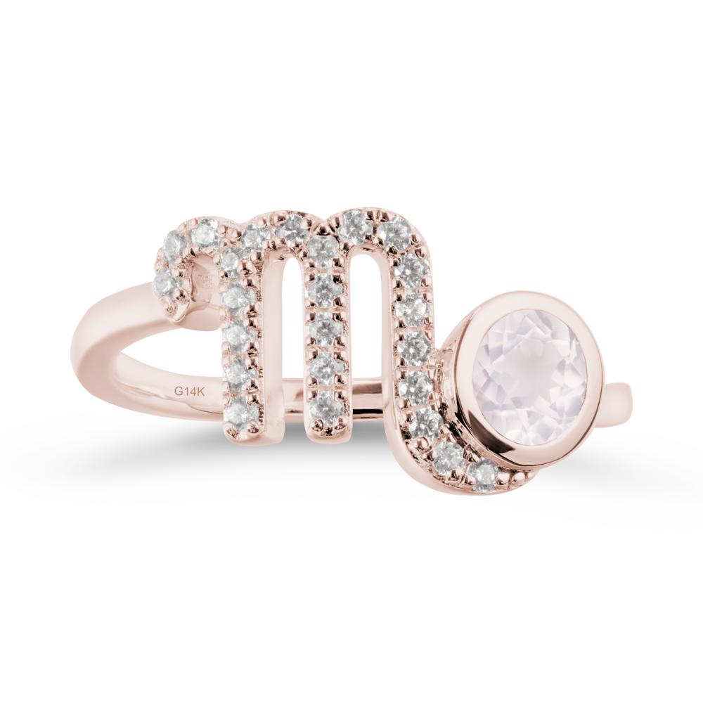 Rose Quartz Bypass Scorpio Zodiac Ring-Resourceful & Brave - LUO Jewelry #metal_14k rose gold