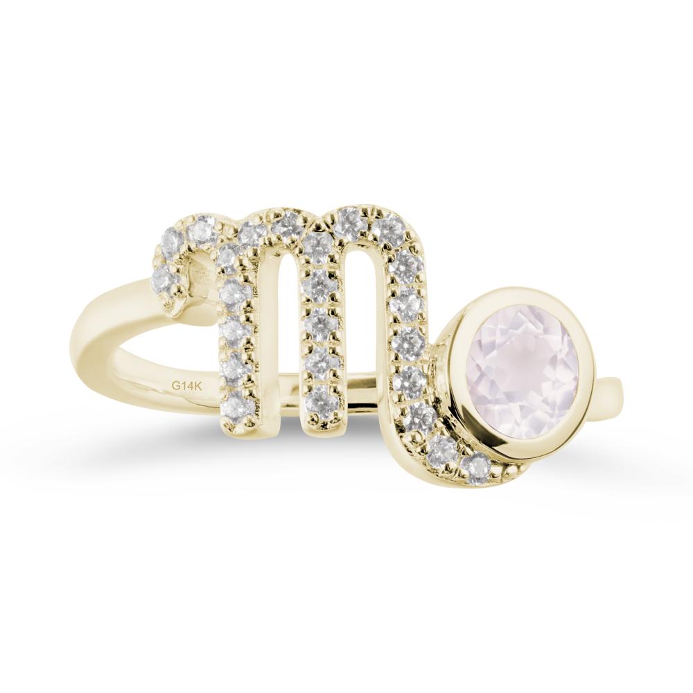 Rose Quartz Bypass Scorpio Zodiac Ring-Resourceful & Brave - LUO Jewelry #metal_14k yellow gold