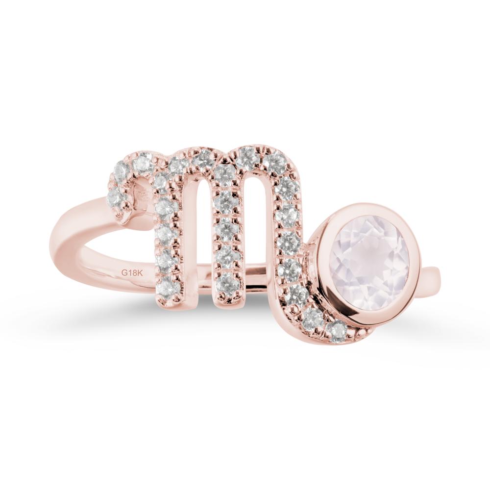 Rose Quartz Bypass Scorpio Zodiac Ring-Resourceful & Brave - LUO Jewelry #metal_18k rose gold