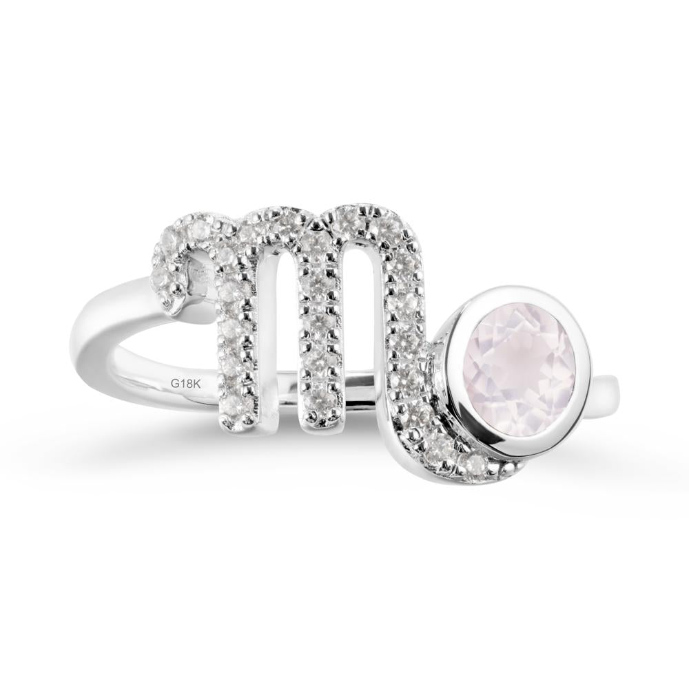Rose Quartz Bypass Scorpio Zodiac Ring-Resourceful & Brave - LUO Jewelry #metal_18k white gold