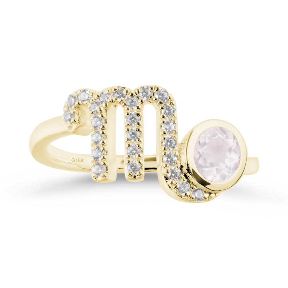 Rose Quartz Bypass Scorpio Zodiac Ring-Resourceful & Brave - LUO Jewelry #metal_18k yellow gold
