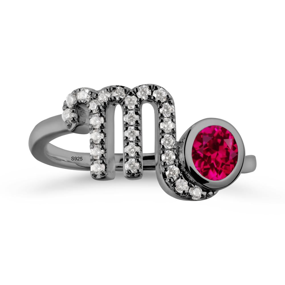 Ruby Bypass Scorpio Zodiac Ring-Resourceful & Brave - LUO Jewelry #metal_black finish sterling silver