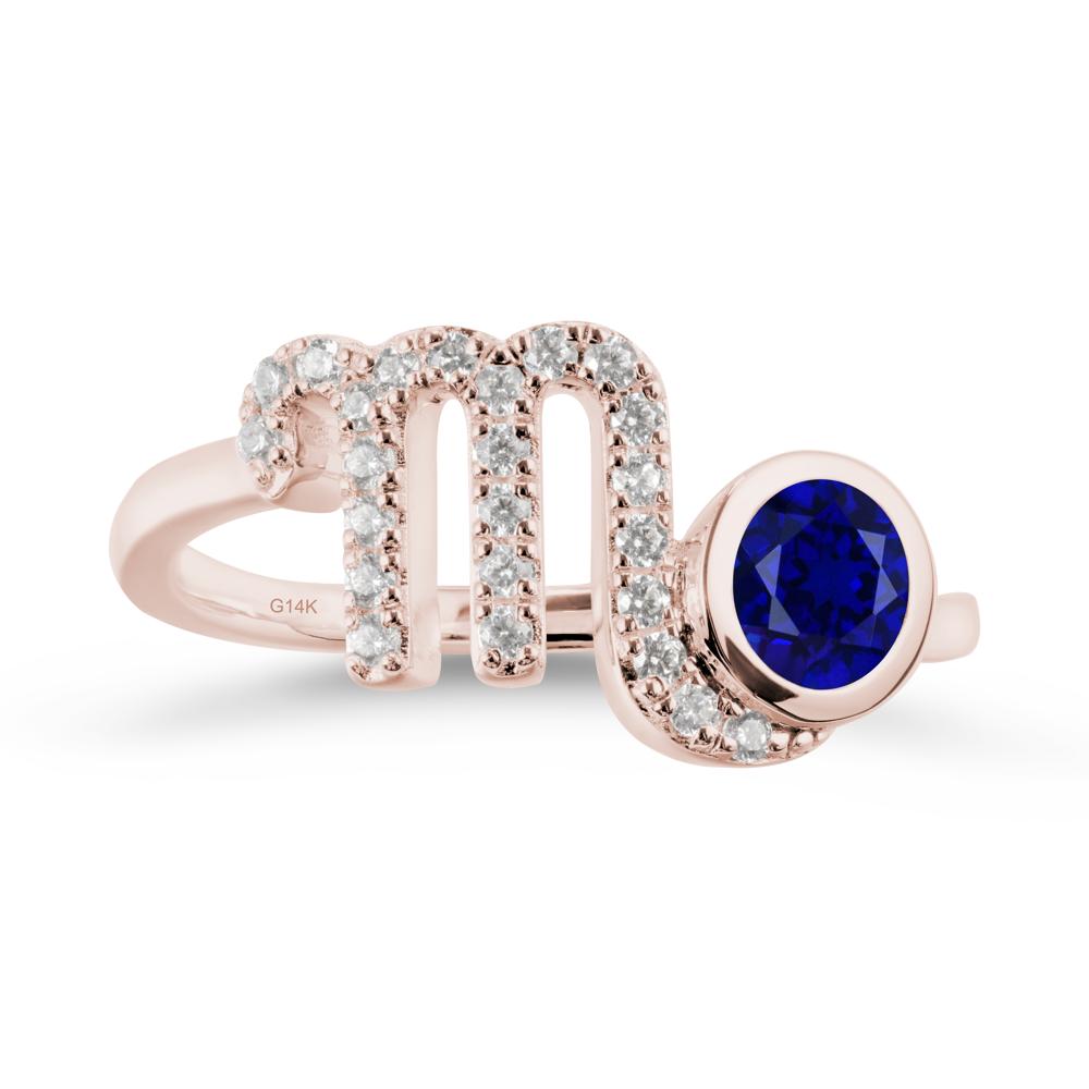 Round Sapphire Wrap Around Scorpio Zodiac Ring - LUO Jewelry #metal_14k rose gold