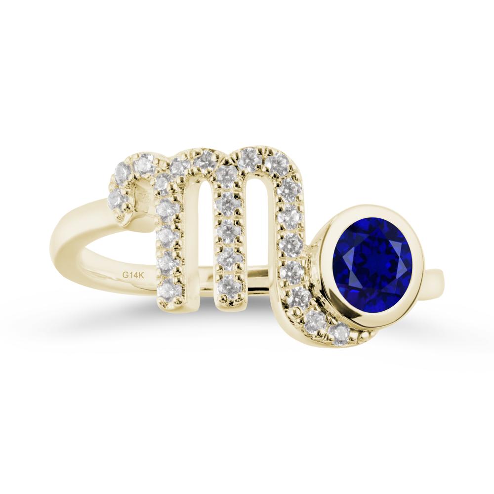 Round Sapphire Wrap Around Scorpio Zodiac Ring - LUO Jewelry #metal_14k yellow gold