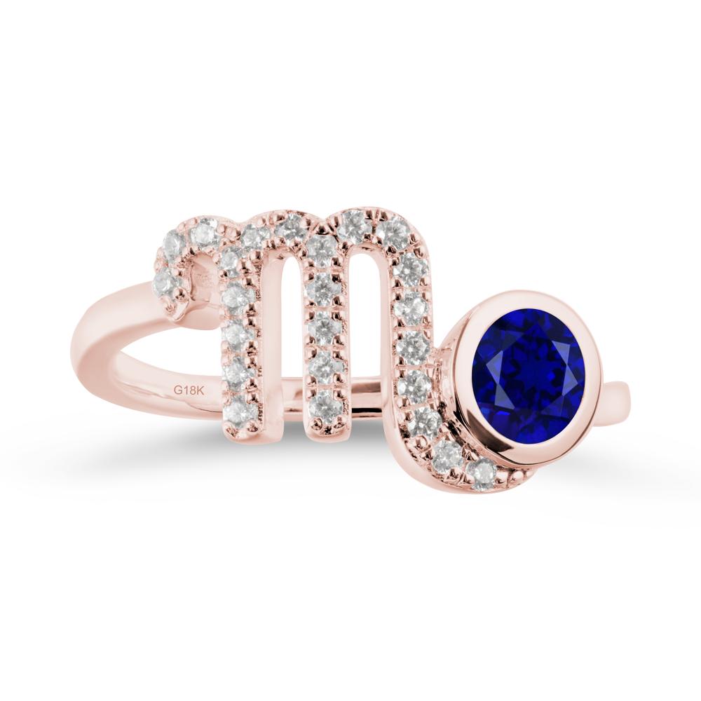 Round Sapphire Wrap Around Scorpio Zodiac Ring - LUO Jewelry #metal_18k rose gold