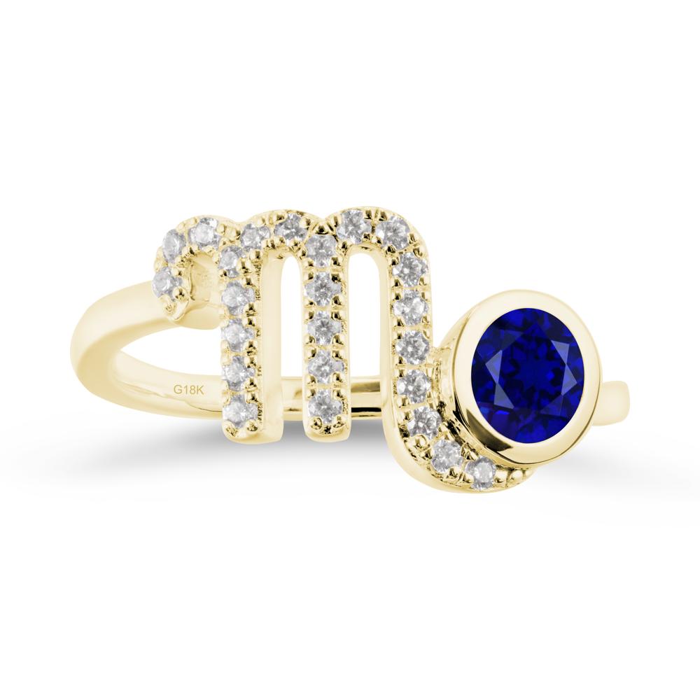 Round Sapphire Wrap Around Scorpio Zodiac Ring - LUO Jewelry #metal_18k yellow gold