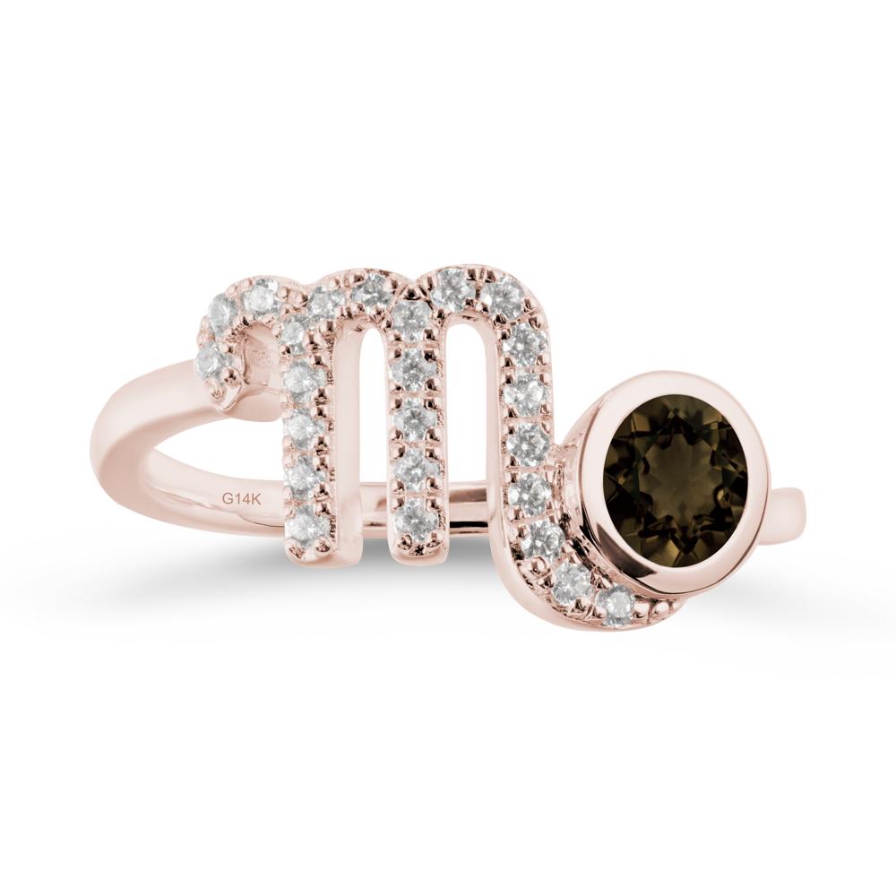 Smoky Quartz Bypass Scorpio Zodiac Ring-Resourceful & Brave - LUO Jewelry #metal_14k rose gold