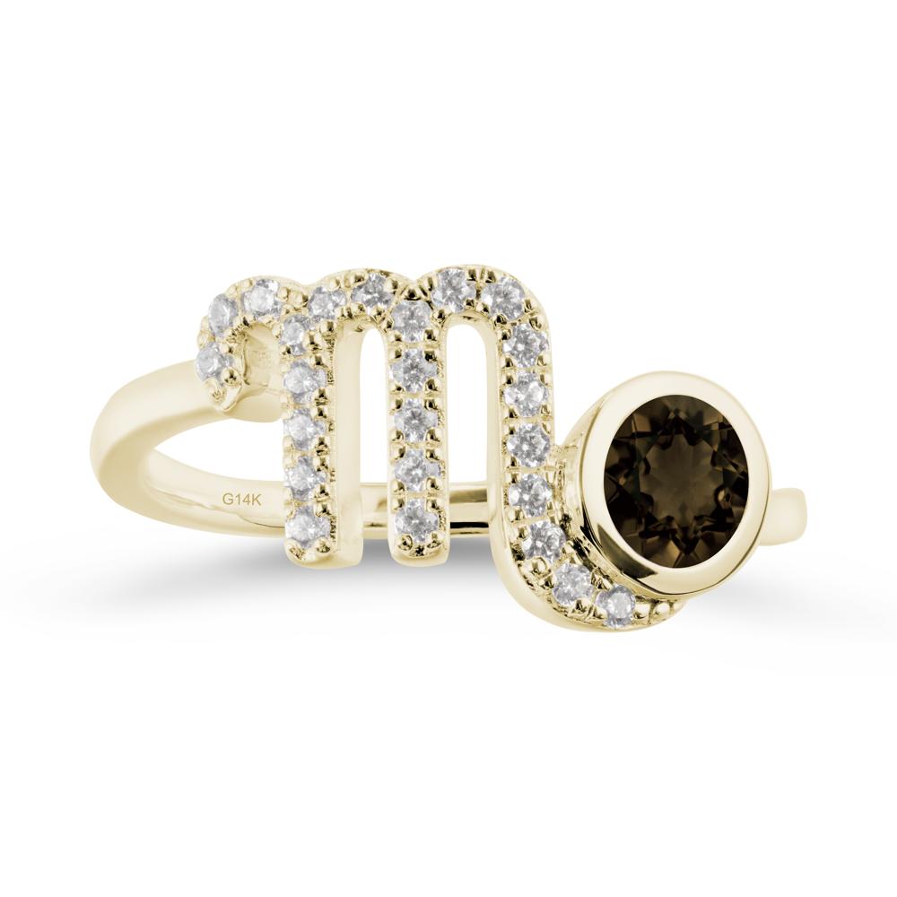 Smoky Quartz Bypass Scorpio Zodiac Ring-Resourceful & Brave - LUO Jewelry #metal_14k yellow gold