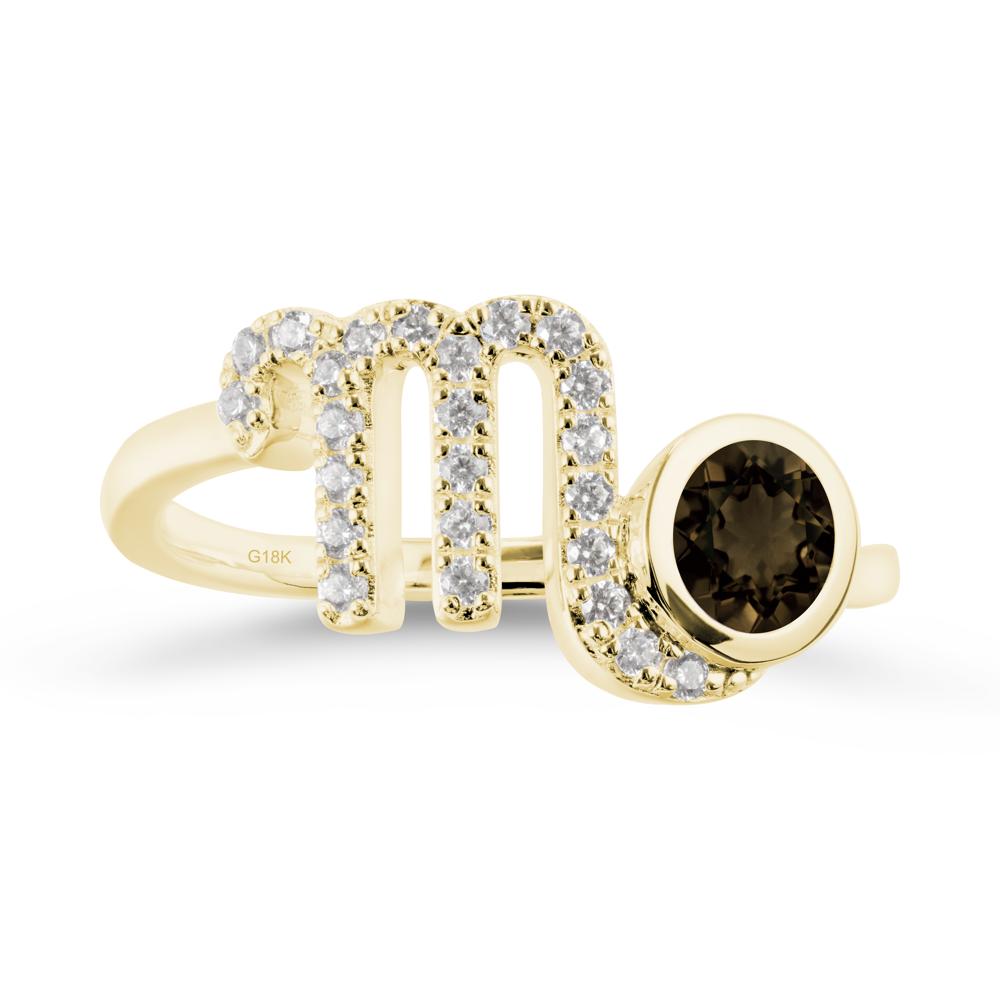 Smoky Quartz Bypass Scorpio Zodiac Ring-Resourceful & Brave - LUO Jewelry #metal_18k yellow gold
