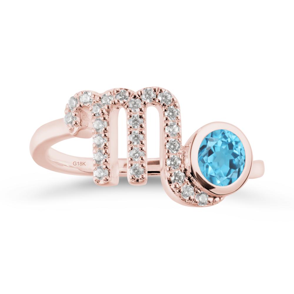 Round Swiss Blue Topaz Wrap Around Scorpio Zodiac Ring - LUO Jewelry #metal_18k rose gold