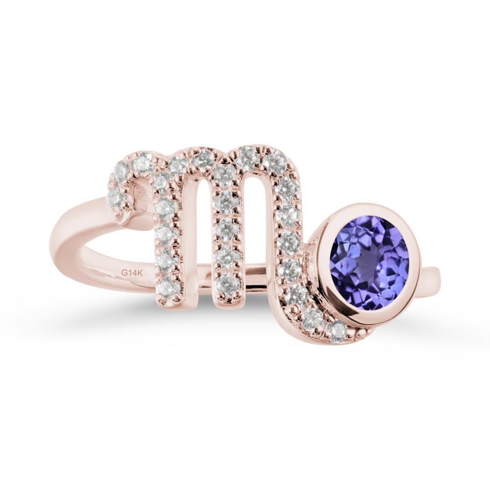Tanzanite Bypass Scorpio Zodiac Ring-Resourceful & Brave - LUO Jewelry #metal_14k rose gold