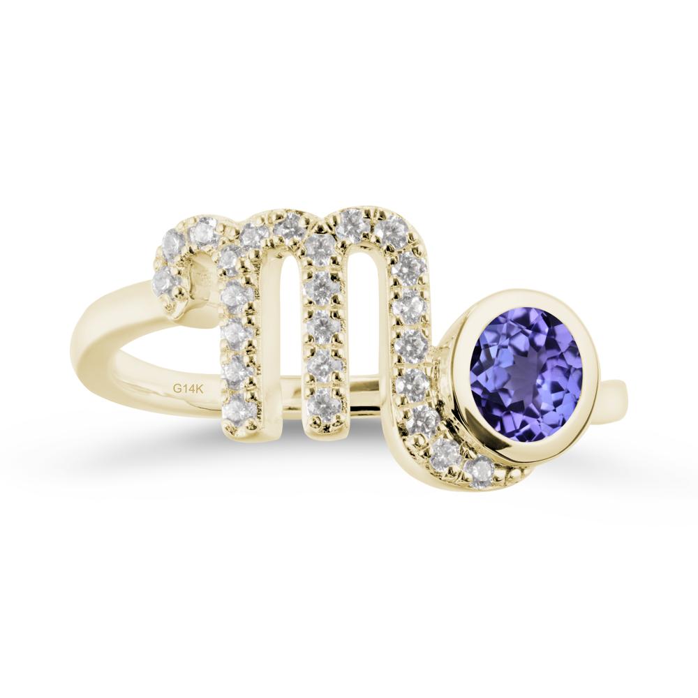 Tanzanite Bypass Scorpio Zodiac Ring-Resourceful & Brave - LUO Jewelry #metal_14k yellow gold