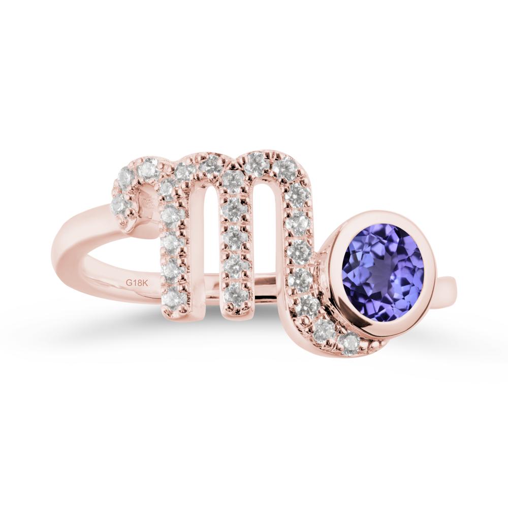 Tanzanite Bypass Scorpio Zodiac Ring-Resourceful & Brave - LUO Jewelry #metal_18k rose gold