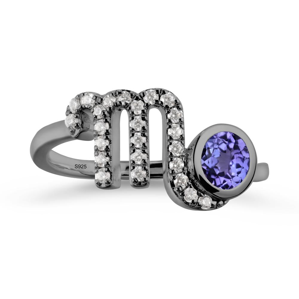 Tanzanite Bypass Scorpio Zodiac Ring-Resourceful & Brave - LUO Jewelry #metal_black finish sterling silver