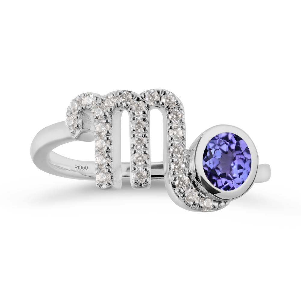 Tanzanite Bypass Scorpio Zodiac Ring-Resourceful & Brave - LUO Jewelry #metal_platinum