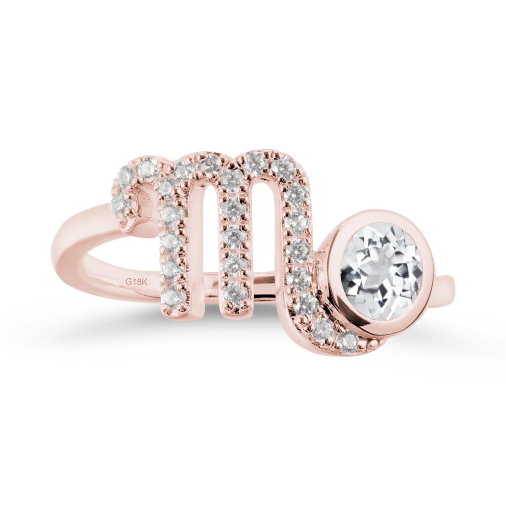 Round White Topaz Wrap Around Scorpio Zodiac Ring - LUO Jewelry #metal_18k rose gold