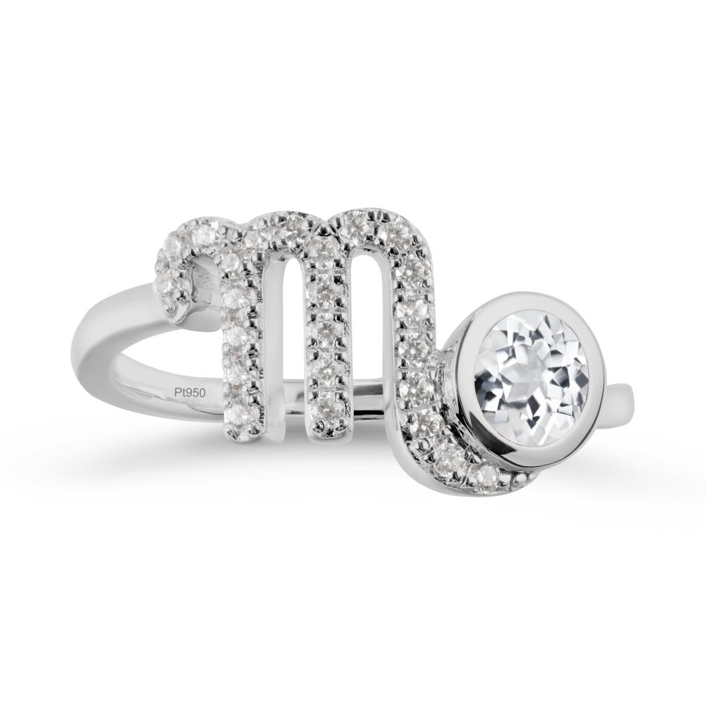 Round White Topaz Wrap Around Scorpio Zodiac Ring - LUO Jewelry #metal_platinum