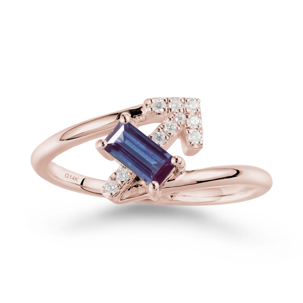 Bypass Sagittarius Zodiac Alexandrite Ring-Adventurous & Humor - LUO Jewelry #metal_14k rose gold