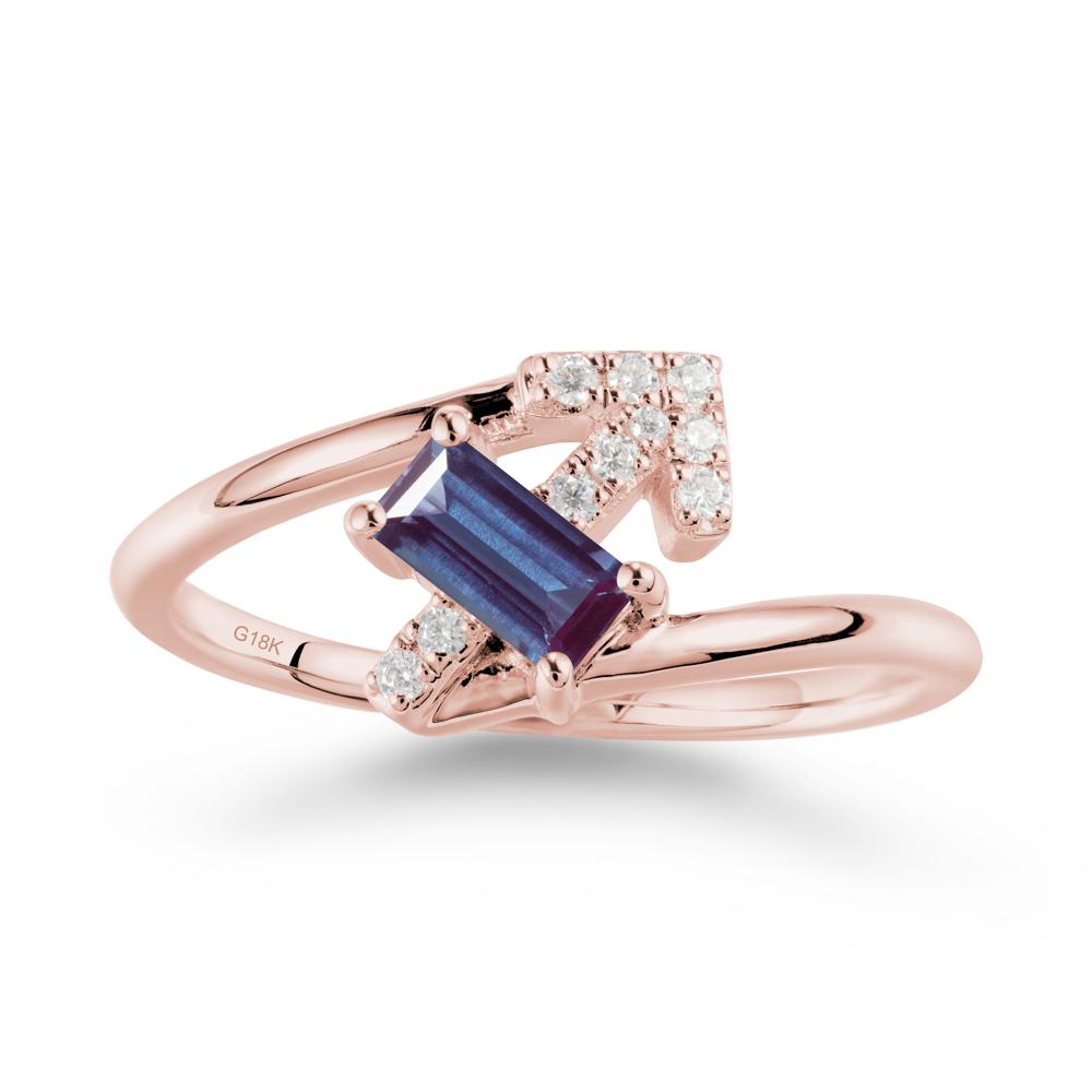 Bypass Sagittarius Zodiac Alexandrite Ring-Adventurous & Humor - LUO Jewelry #metal_18k rose gold
