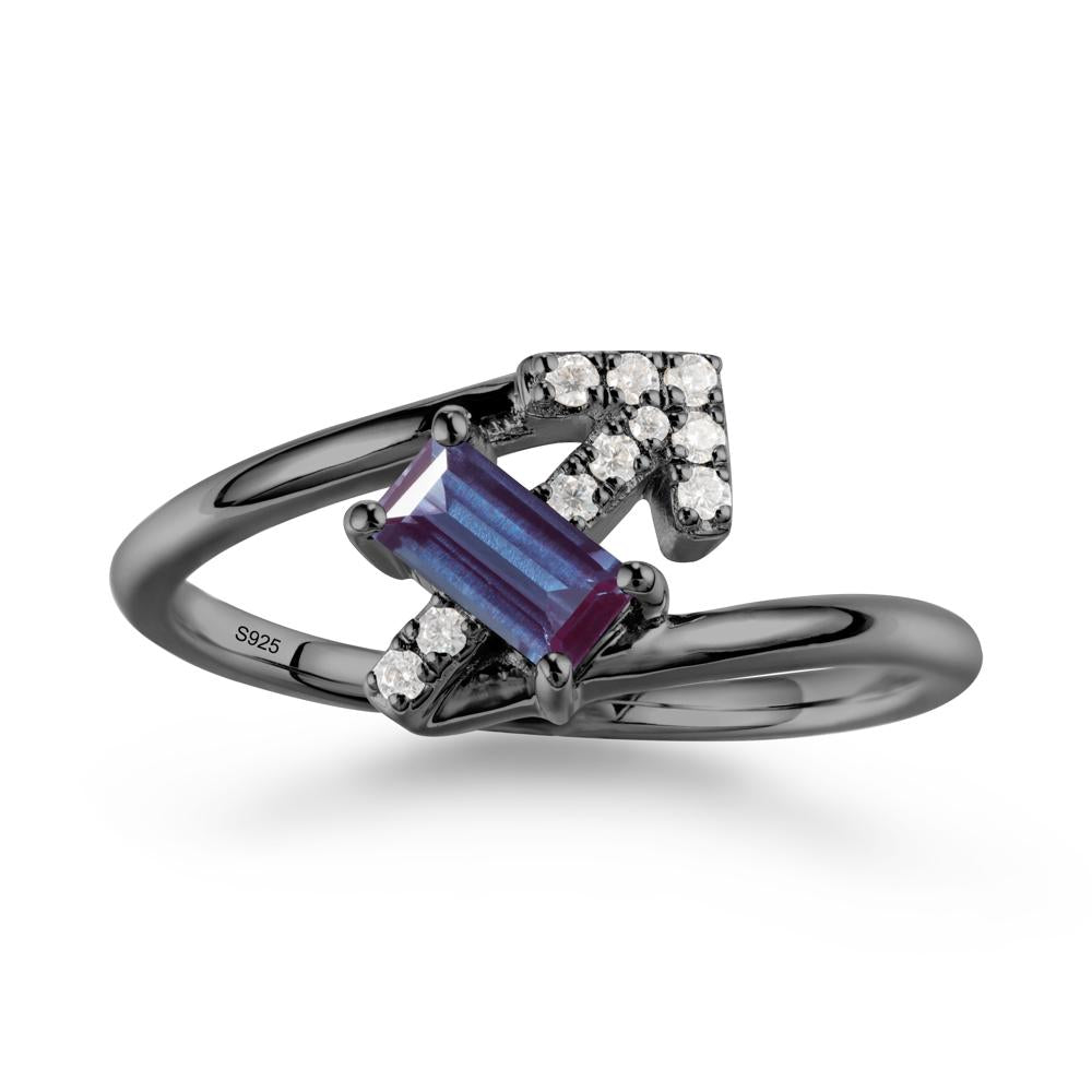 Bypass Sagittarius Zodiac Alexandrite Ring-Adventurous & Humor - LUO Jewelry #metal_black finish sterling silver