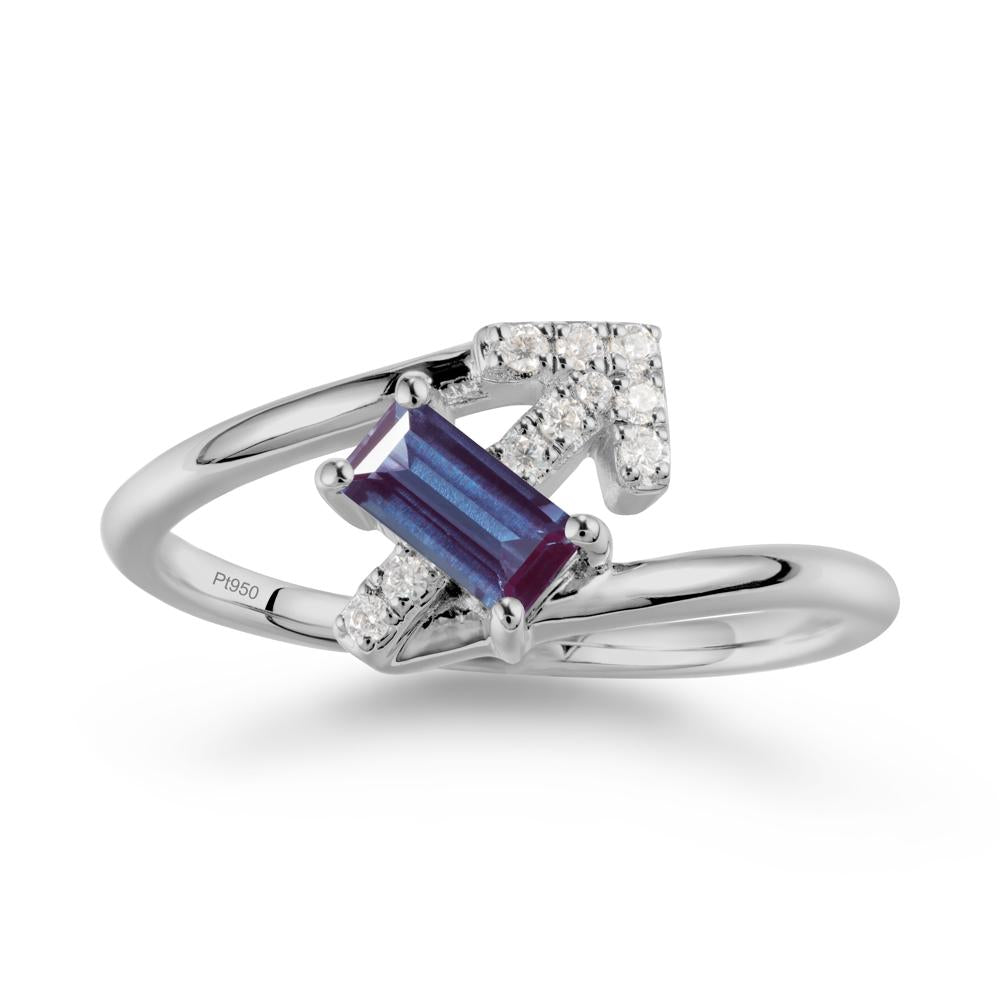 Bypass Sagittarius Zodiac Alexandrite Ring-Adventurous & Humor - LUO Jewelry #metal_platinum