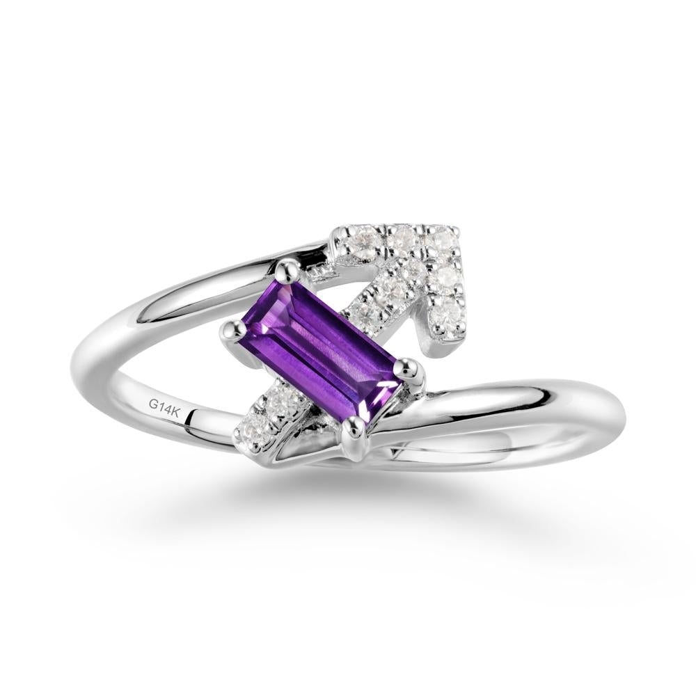 Arrow-Inspired Amethyst Ring In Sterling Silver - LUO Jewelry #metal_14k white gold