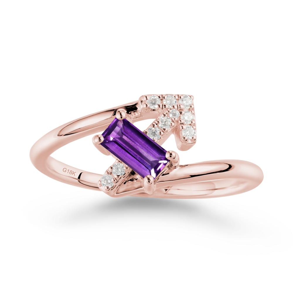 Arrow-Inspired Amethyst Ring In Sterling Silver - LUO Jewelry #metal_18k rose gold