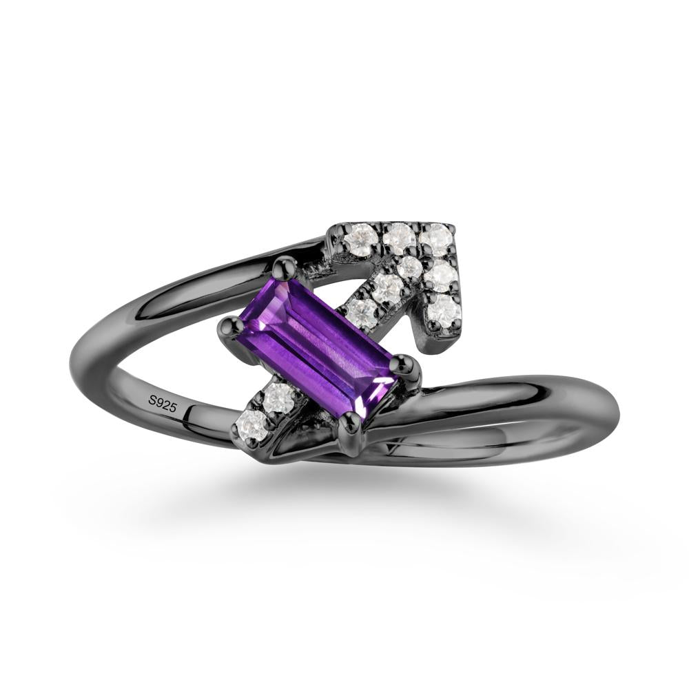 Arrow-Inspired Amethyst Ring In Sterling Silver - LUO Jewelry #metal_black finish sterling silver