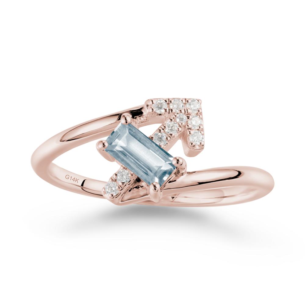 Bypass Sagittarius Zodiac Aquamarine Ring-Adventurous & Humor - LUO Jewelry #metal_14k rose gold