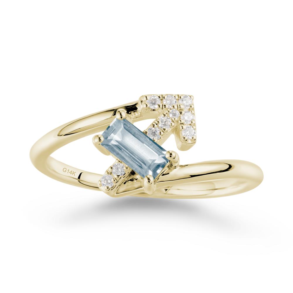Bypass Sagittarius Zodiac Aquamarine Ring-Adventurous & Humor - LUO Jewelry #metal_14k yellow gold