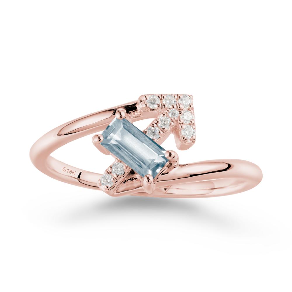 Bypass Sagittarius Zodiac Aquamarine Ring-Adventurous & Humor - LUO Jewelry #metal_18k rose gold