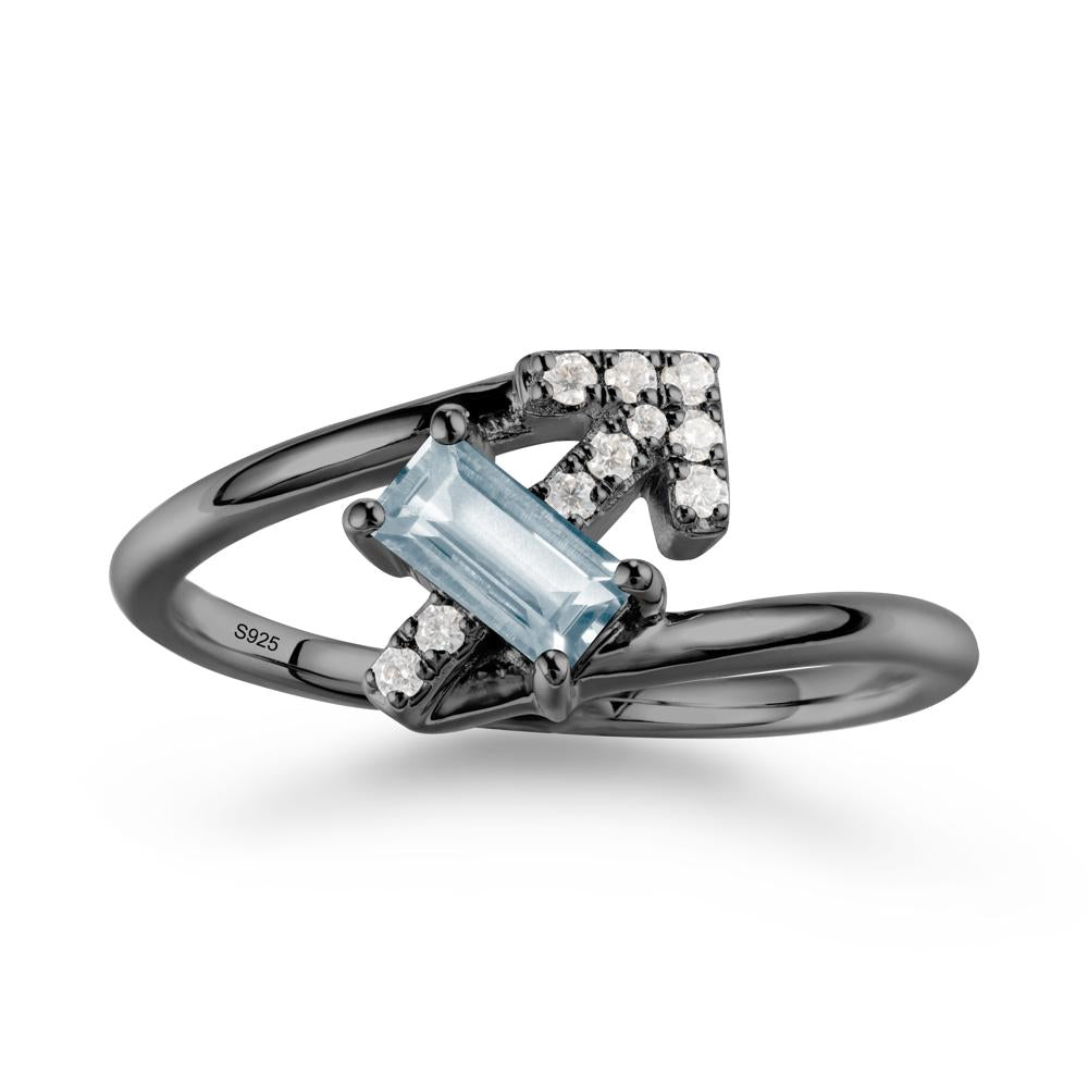 Bypass Sagittarius Zodiac Aquamarine Ring-Adventurous & Humor - LUO Jewelry #metal_black finish sterling silver