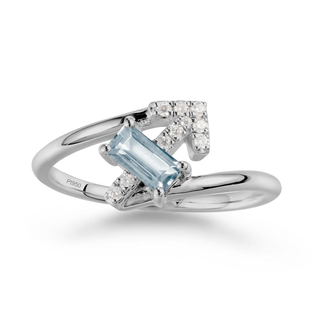 Bypass Sagittarius Zodiac Aquamarine Ring-Adventurous & Humor - LUO Jewelry #metal_platinum
