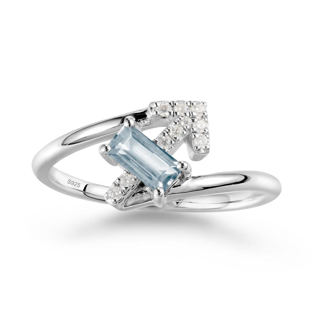 Bypass Sagittarius Zodiac Aquamarine Ring-Adventurous & Humor - LUO Jewelry #metal_sterling silver