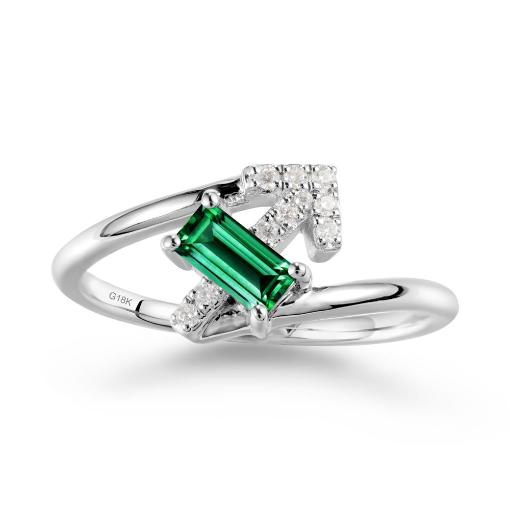 Arrow-Inspired Emerald Ring In Sterling Silver - LUO Jewelry #metal_18k white gold