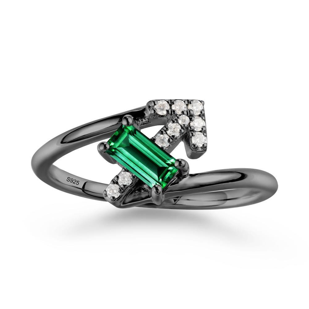Arrow-Inspired Emerald Ring In Sterling Silver - LUO Jewelry #metal_black finish sterling silver