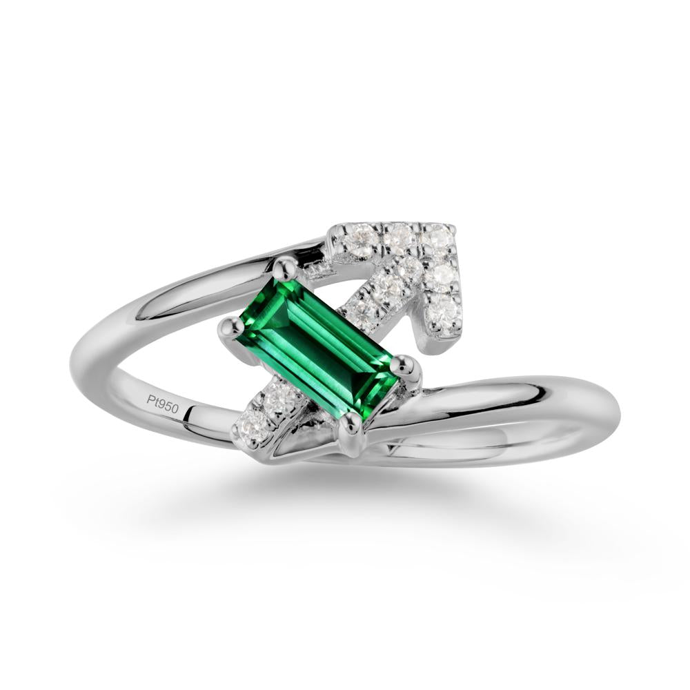 Arrow-Inspired Emerald Ring In Sterling Silver - LUO Jewelry #metal_platinum