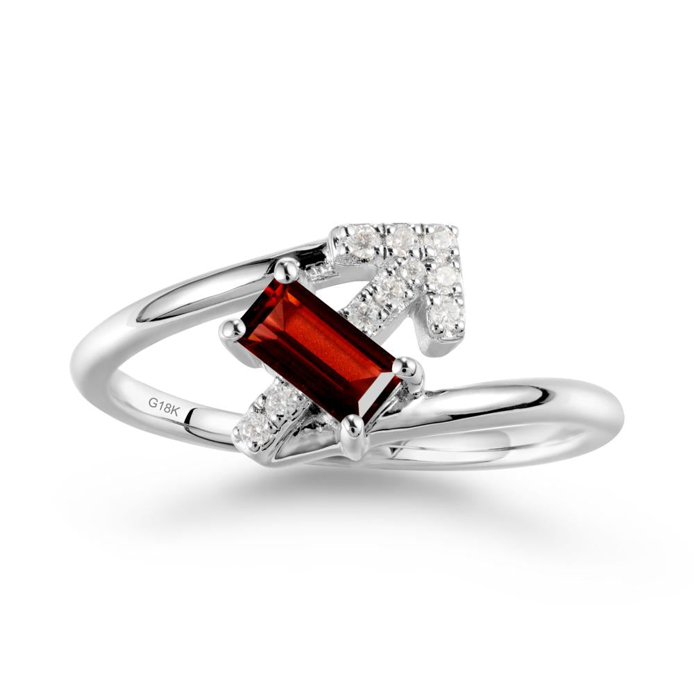 Bypass Sagittarius Zodiac Garnet Ring-Adventurous & Humor - LUO Jewelry #metal_18k white gold