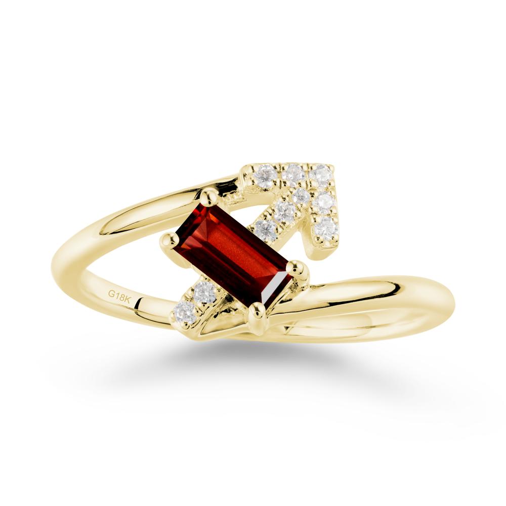 Bypass Sagittarius Zodiac Garnet Ring-Adventurous & Humor - LUO Jewelry #metal_18k yellow gold