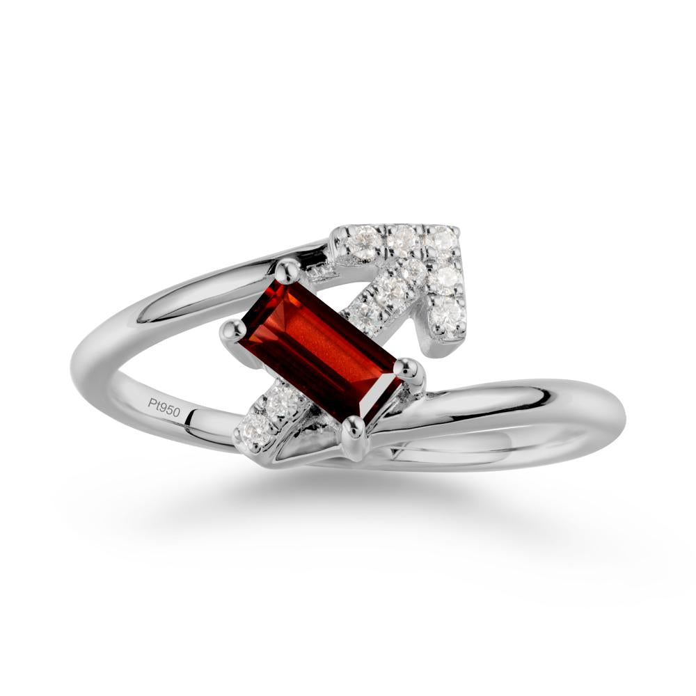 Bypass Sagittarius Zodiac Garnet Ring-Adventurous & Humor - LUO Jewelry #metal_platinum