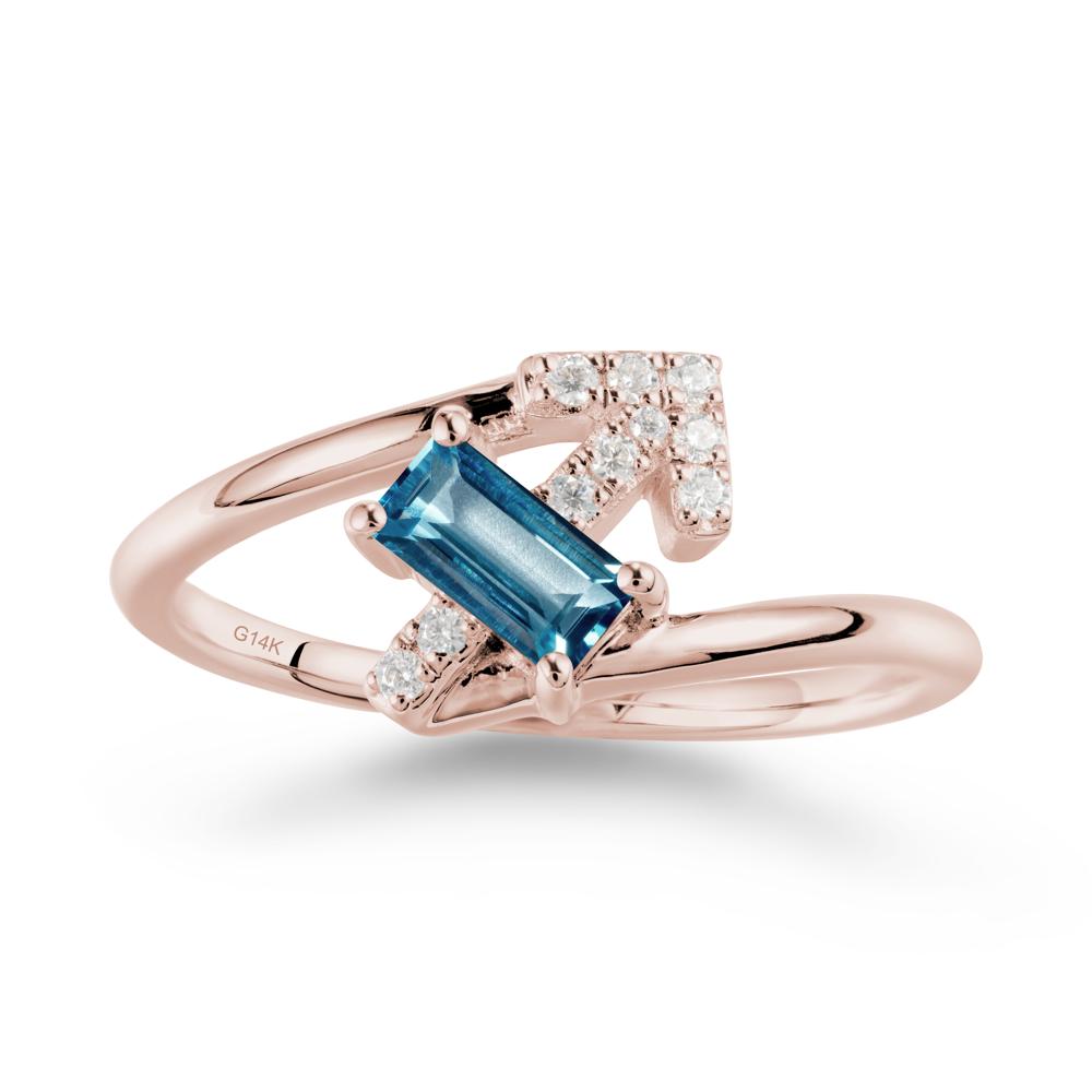 Arrow-Inspired London Blue Topaz Ring In Sterling Silver - LUO Jewelry #metal_14k rose gold