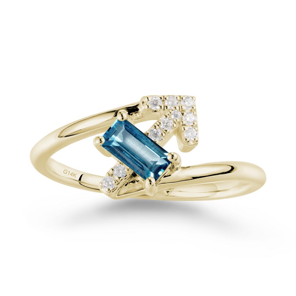 Arrow-Inspired London Blue Topaz Ring In Sterling Silver - LUO Jewelry #metal_14k yellow gold