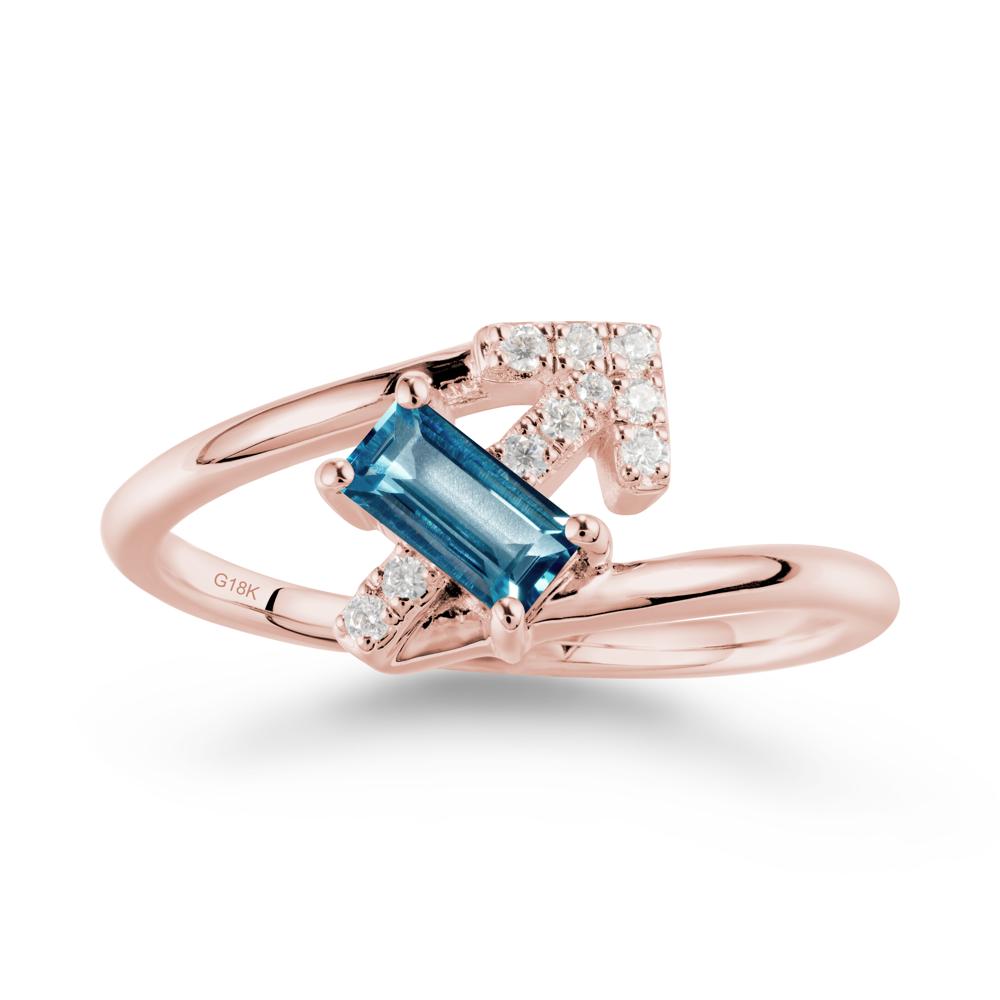 Arrow-Inspired London Blue Topaz Ring In Sterling Silver - LUO Jewelry #metal_18k rose gold