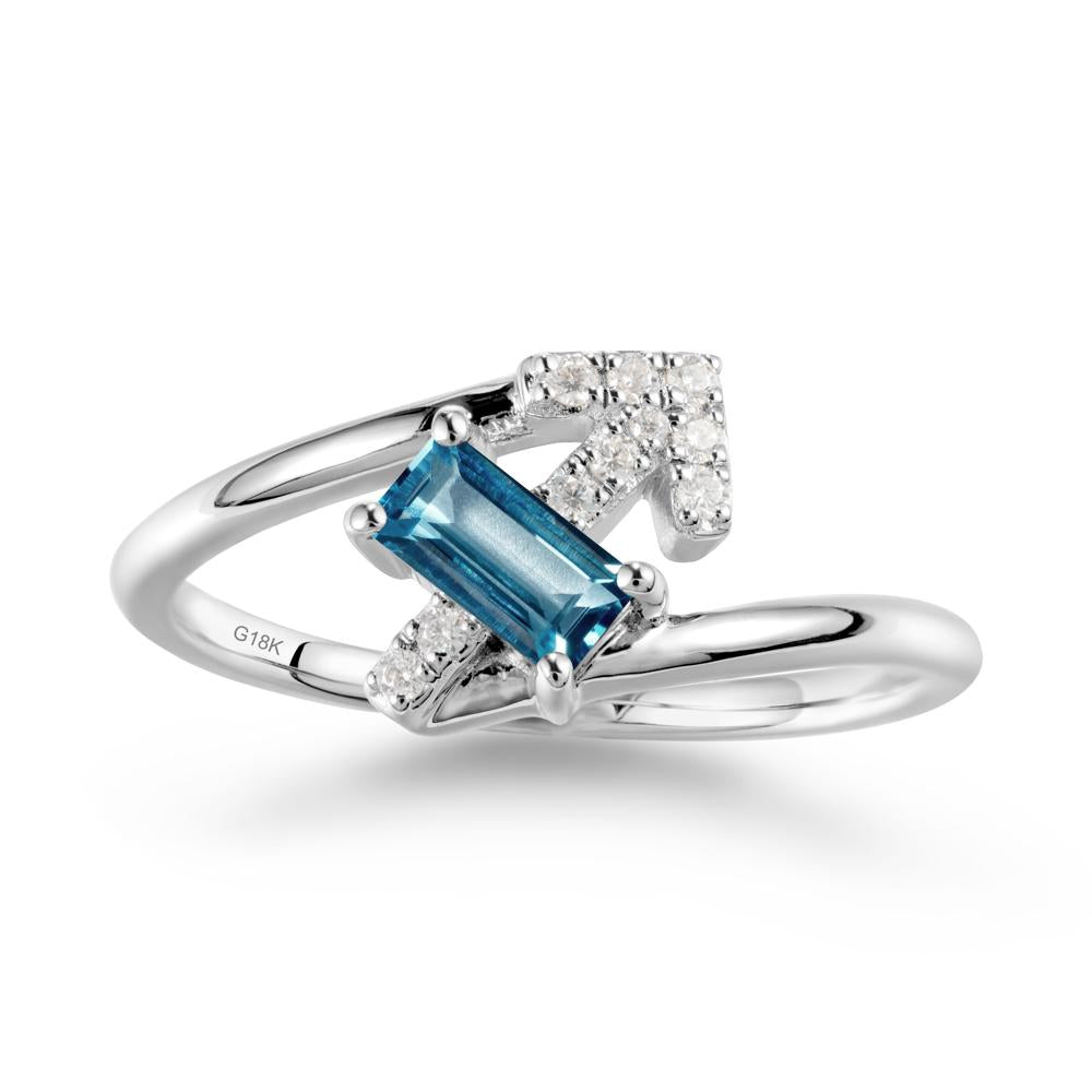 Arrow-Inspired London Blue Topaz Ring In Sterling Silver - LUO Jewelry #metal_18k white gold