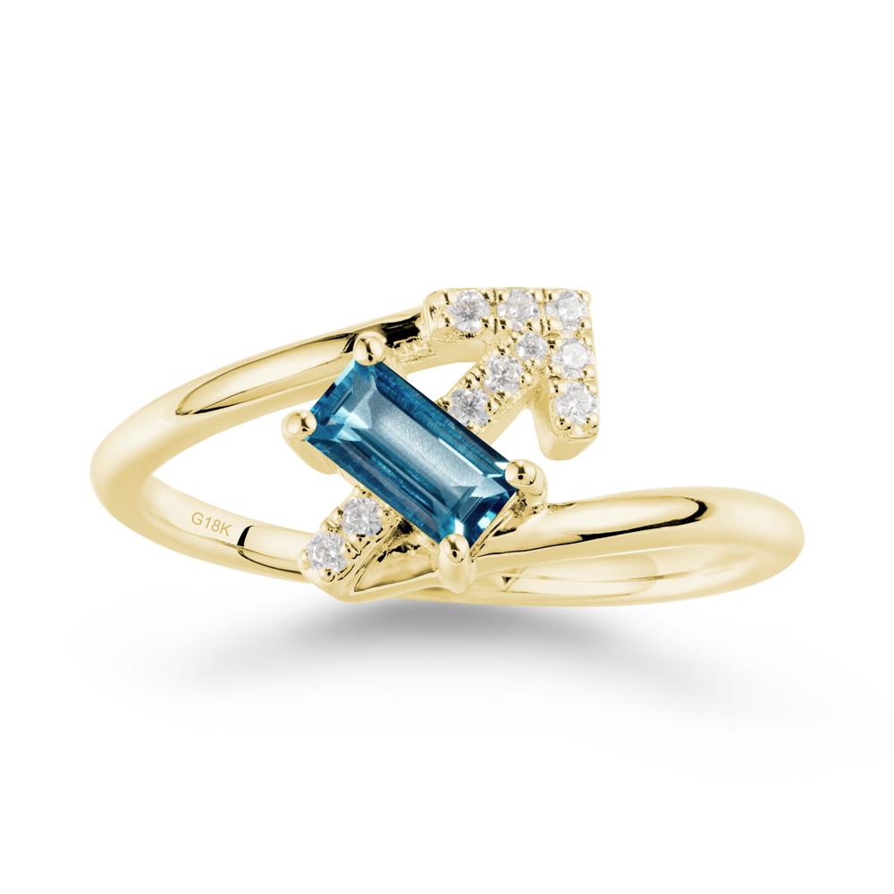 Arrow-Inspired London Blue Topaz Ring In Sterling Silver - LUO Jewelry #metal_18k yellow gold