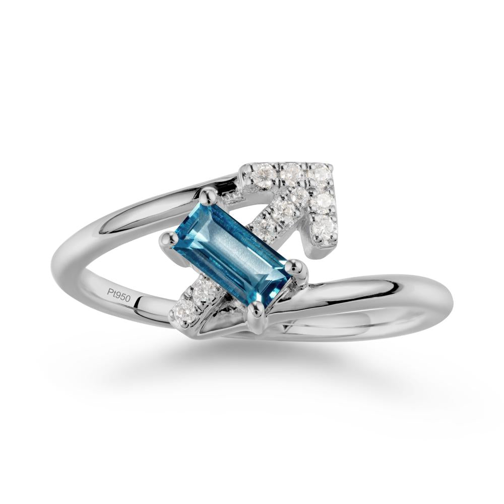 Arrow-Inspired London Blue Topaz Ring In Sterling Silver - LUO Jewelry #metal_platinum