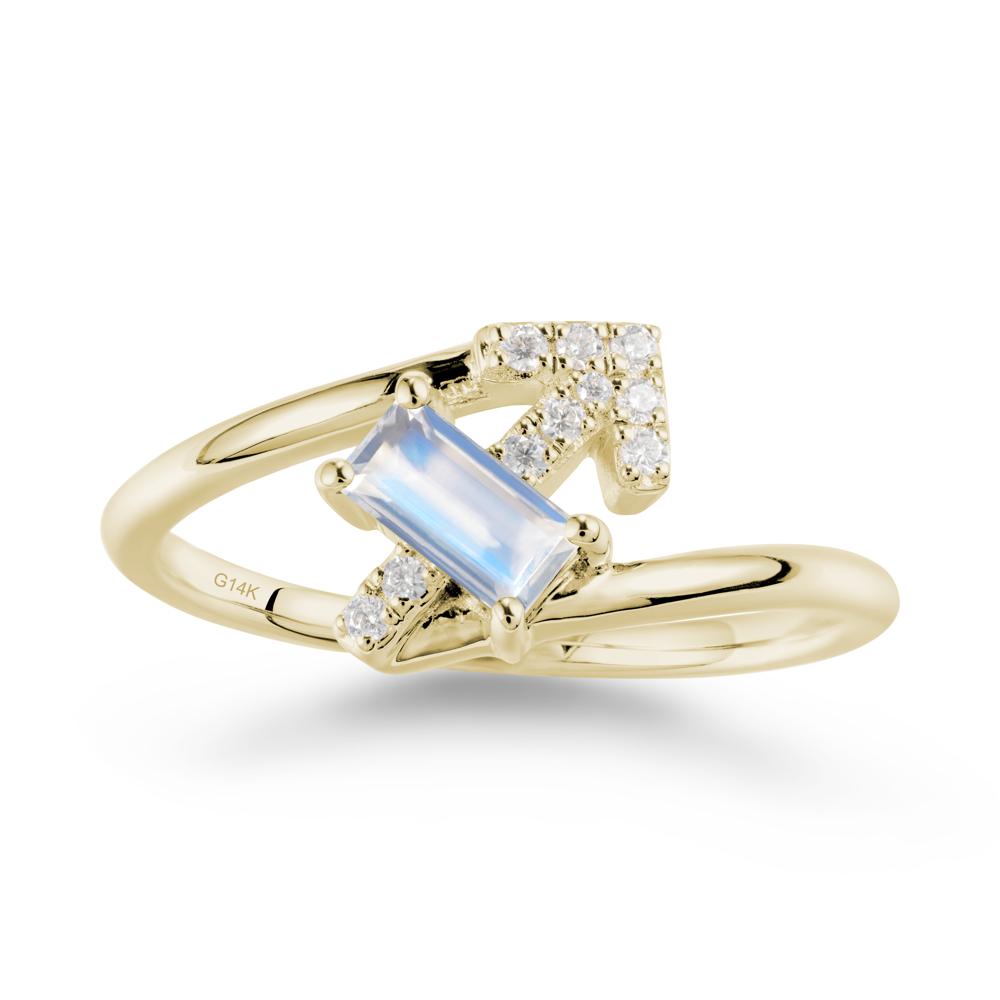 Bypass Sagittarius Zodiac Moonstone Ring-Adventurous & Humor - LUO Jewelry #metal_14k yellow gold