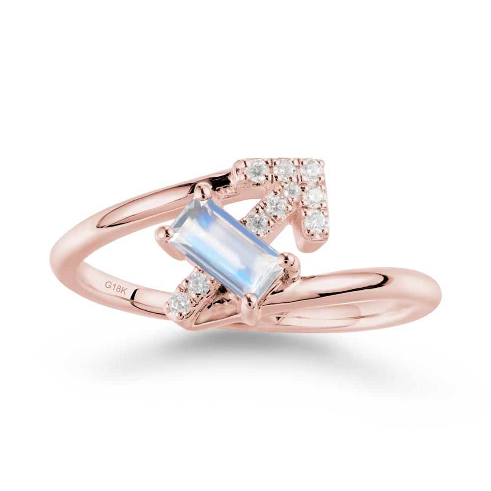 Bypass Sagittarius Zodiac Moonstone Ring-Adventurous & Humor - LUO Jewelry #metal_18k rose gold