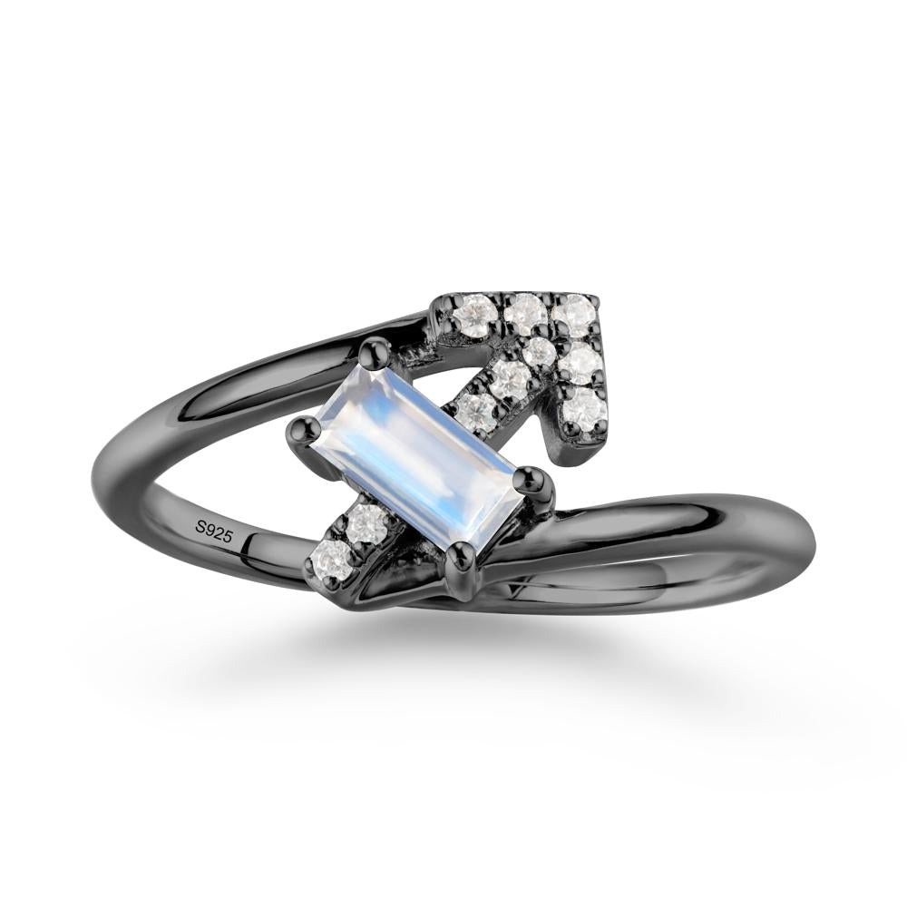 Bypass Sagittarius Zodiac Moonstone Ring-Adventurous & Humor - LUO Jewelry #metal_black finish sterling silver