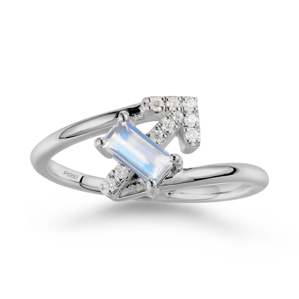 Bypass Sagittarius Zodiac Moonstone Ring-Adventurous & Humor - LUO Jewelry #metal_platinum